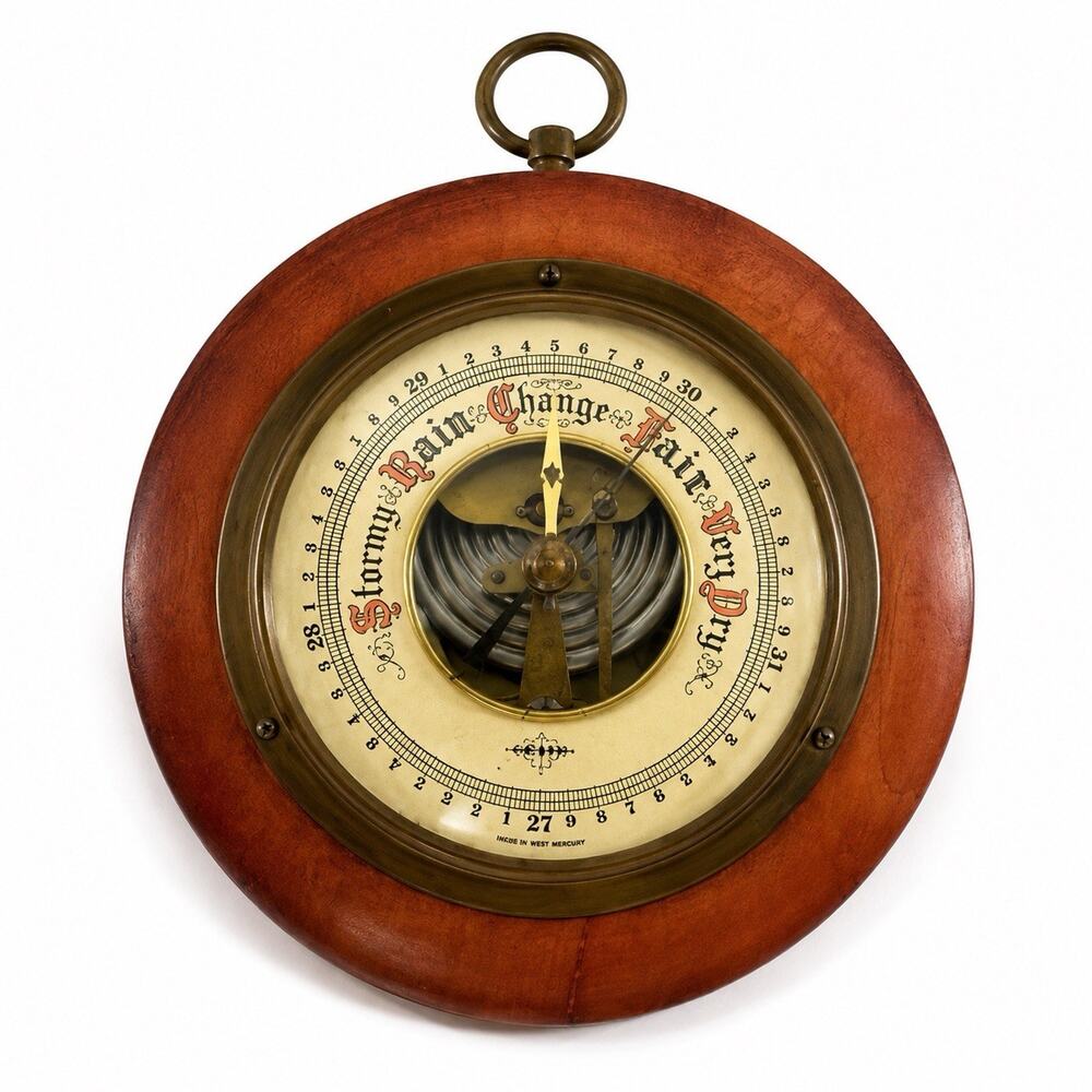 Vintage SWIFT West Germany Wall Barometer Hygrometer Cherry Wood Weather Gauge